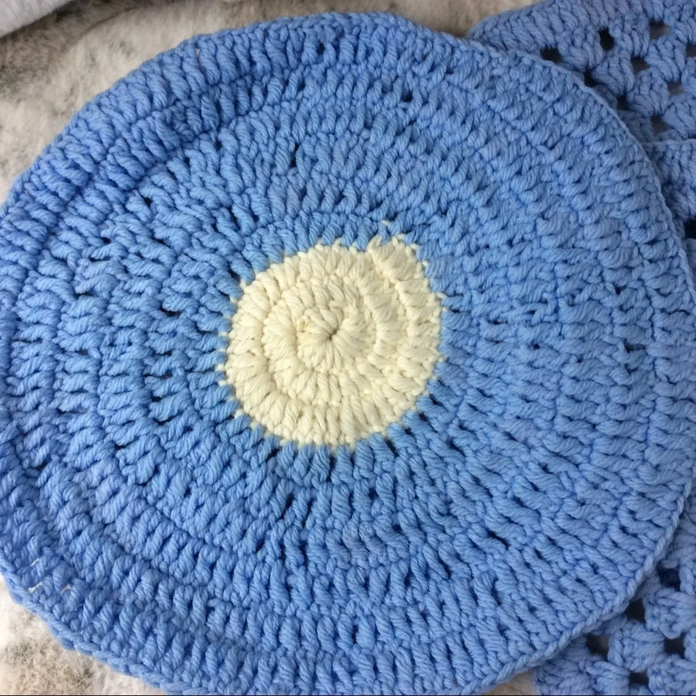 Handmade Crochet‎ Doilies Circle & Squares 3PC Set